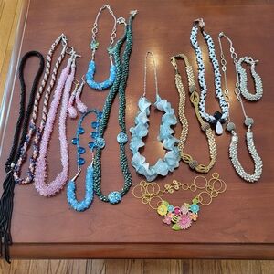 Lot of 11 Handmade Beaded Necklaces Silver Metal Clasps Various Lengths